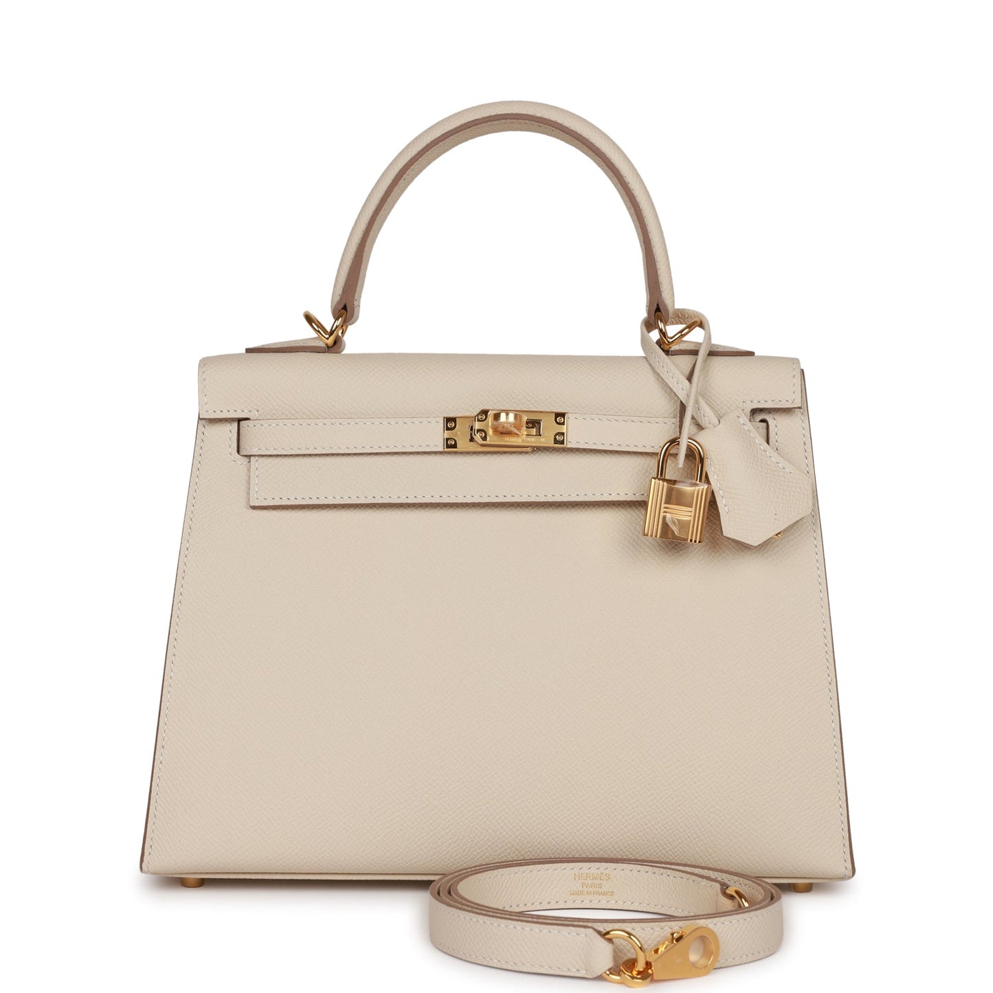 Hermes Kelly 25 Sellier Craie Epsom Gold Hardware