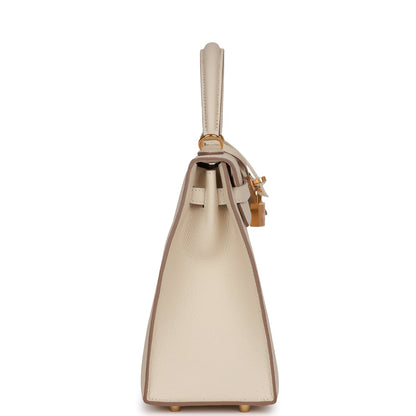 Hermes Kelly 25 Sellier Craie Epsom Gold Hardware