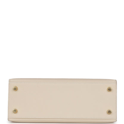 Hermes Kelly 25 Sellier Craie Epsom Gold Hardware
