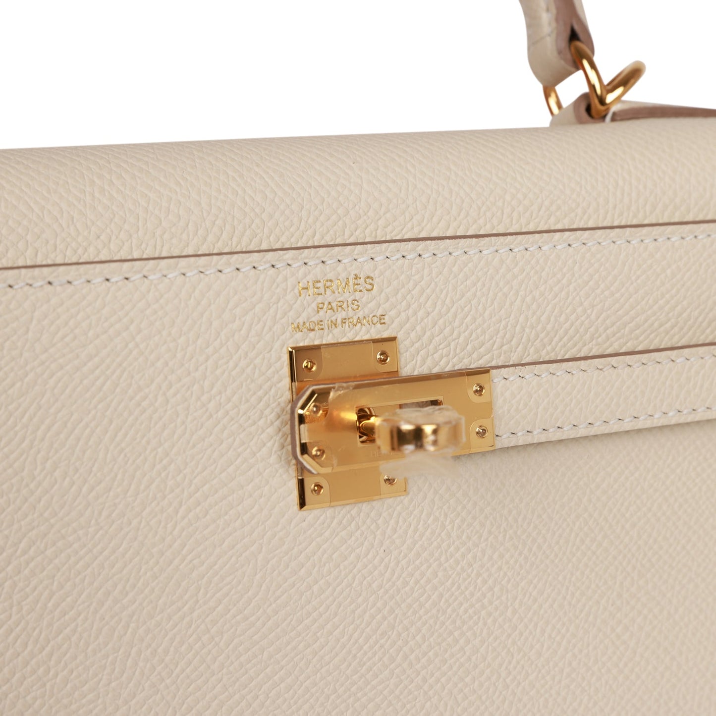 Hermes Kelly 25 Sellier Craie Epsom Gold Hardware