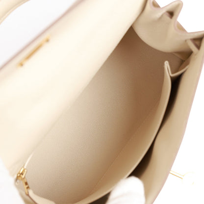 Hermes Kelly 25 Sellier Craie Epsom Gold Hardware