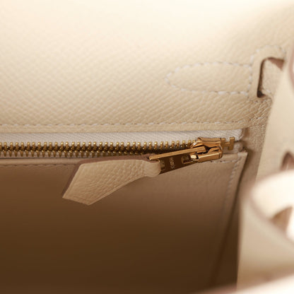 Hermes Kelly 25 Sellier Craie Epsom Gold Hardware