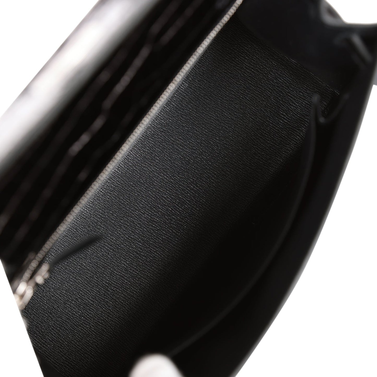 Hermes Kelly 25 Sellier Black Shiny Porosus Crocodile Palladium Hardware