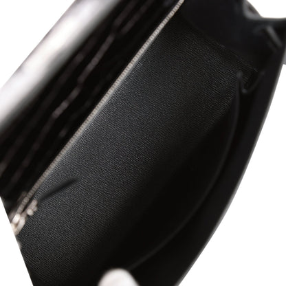Hermes Kelly 25 Sellier Black Shiny Porosus Crocodile Palladium Hardware