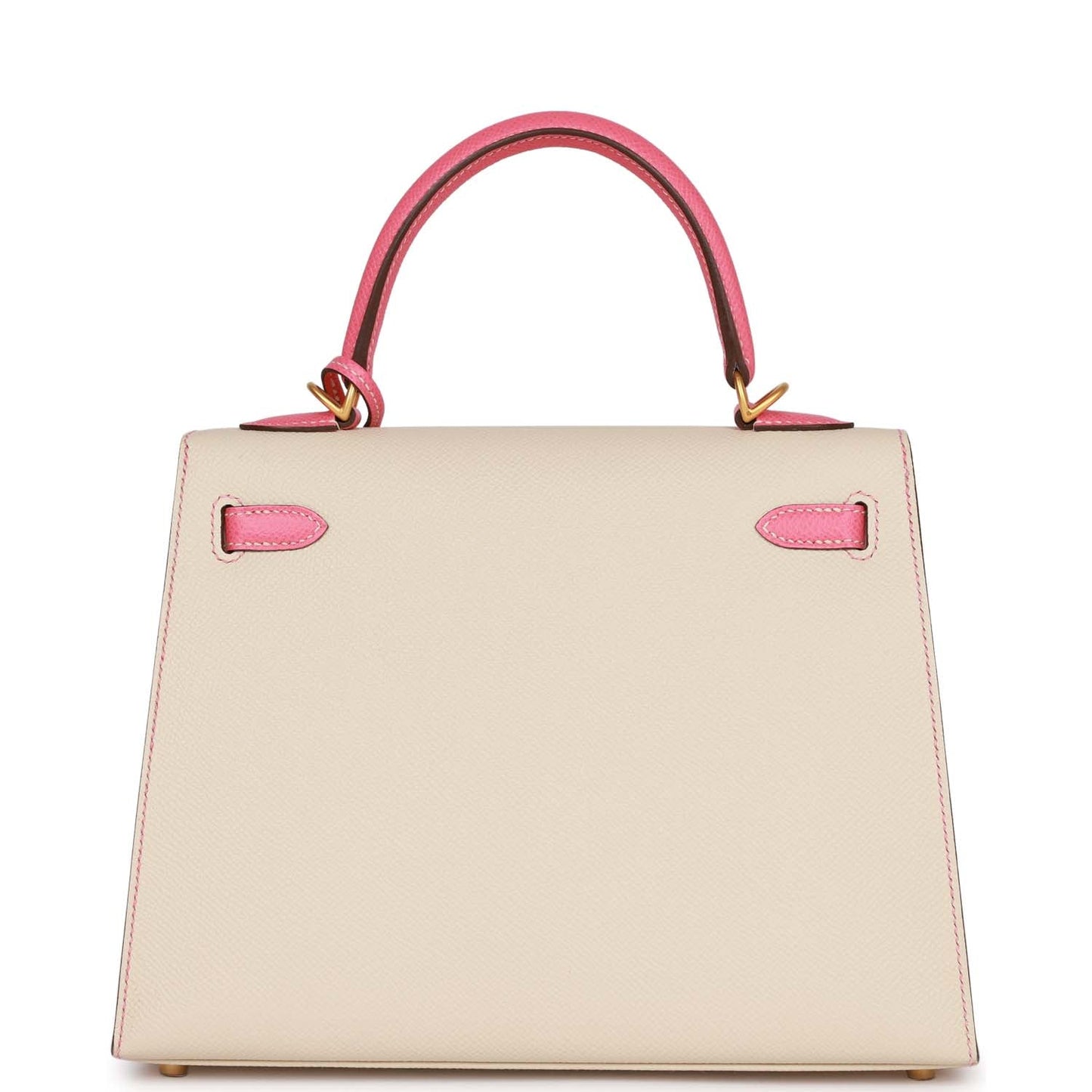 Hermes Kelly 25 Sellier Craie and Rose Lipstick Epsom Brushed Gold Hardware