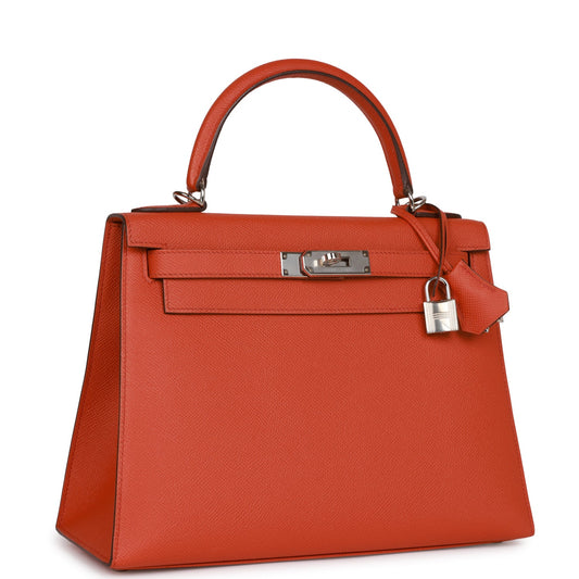 Hermes Kelly 28 Sellier Terre Battue Epsom Palladium Hardware