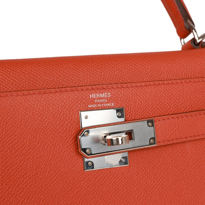 Hermes Kelly 28 Sellier Terre Battue Epsom Palladium Hardware