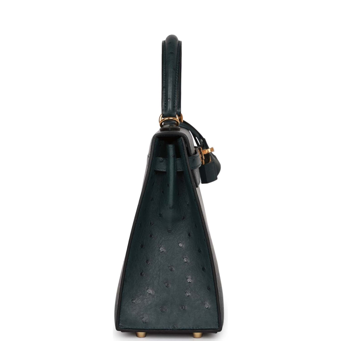 Hermes Kelly 25 Sellier Vert Cypress Ostrich Gold Hardware