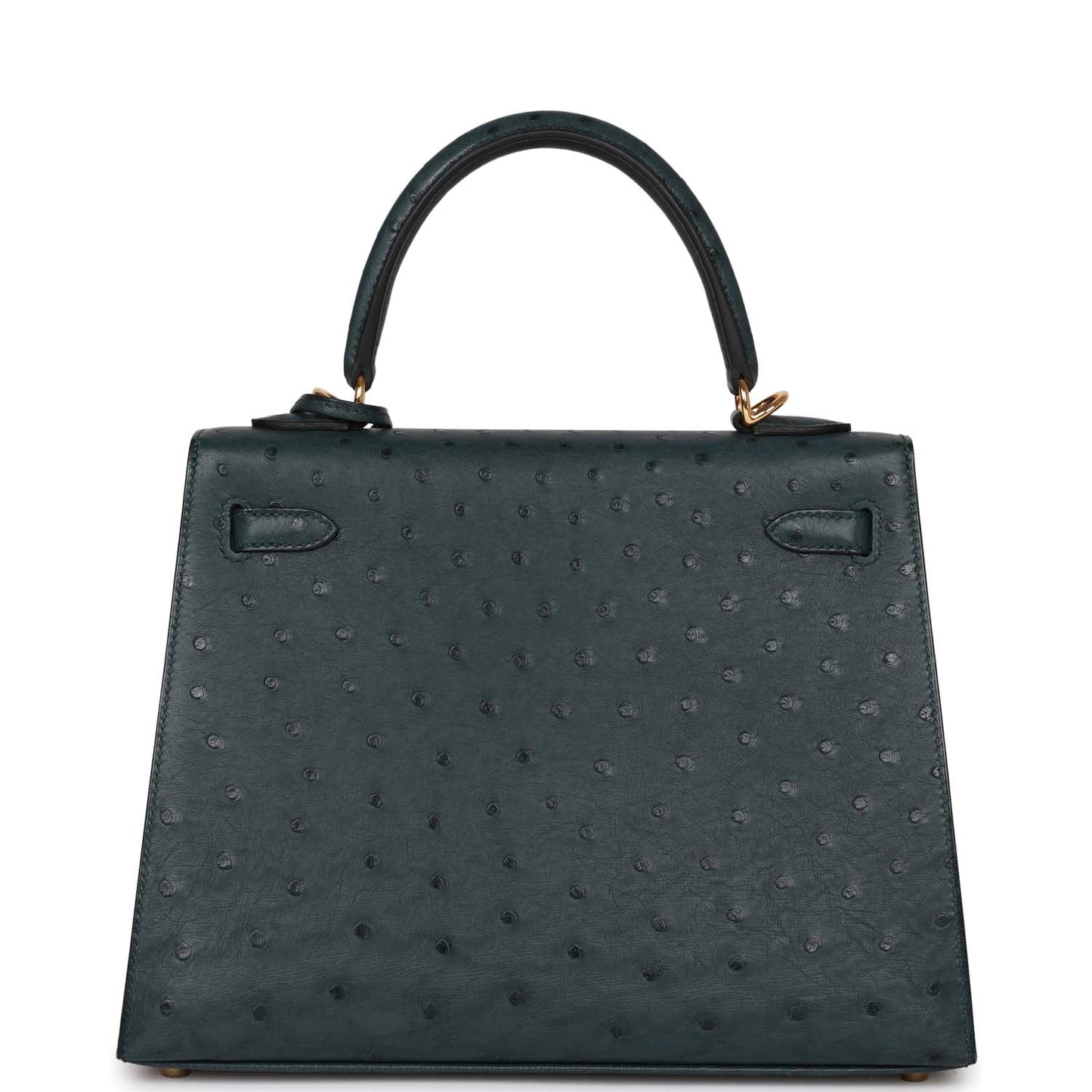 Hermes Kelly 25 Sellier Vert Cypress Ostrich Gold Hardware