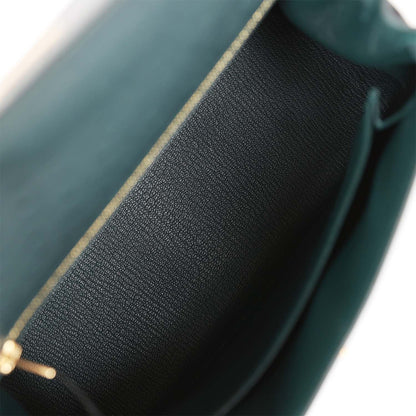 Hermes Kelly 25 Sellier Vert Cypress Ostrich Gold Hardware