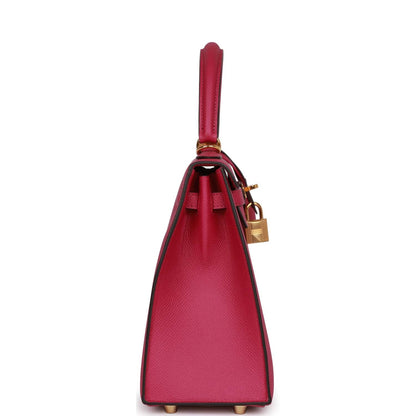Hermes Kelly 25 Sellier Rose Pourpre Epsom Gold Hardware