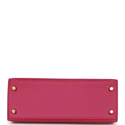 Hermes Kelly 25 Sellier Rose Pourpre Epsom Gold Hardware