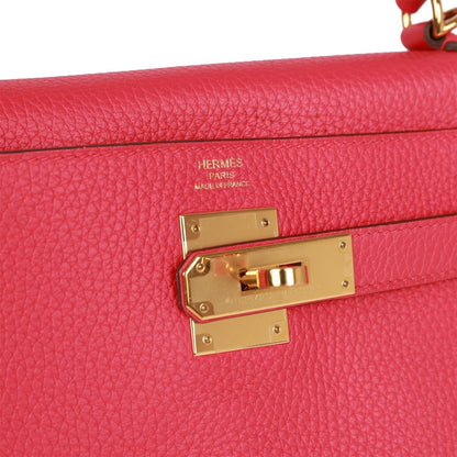 Hermes Kelly 28 Retourne Rose Extreme Clemence Gold Hardware
