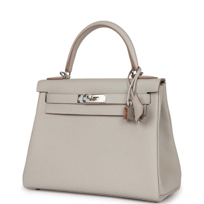 Hermes Kelly 28 Retourne Gris Perle Togo Palladium Hardware