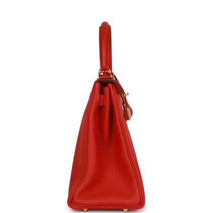 Hermes Kelly 28 Retourne Rouge Casaque Togo Gold Hardware
