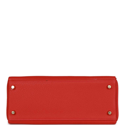Hermes Kelly 28 Retourne Rouge Casaque Togo Gold Hardware