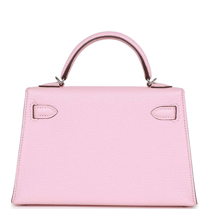 Hermes Kelly 20 Sellier Rose Sakura Chevre Palladium Hardware