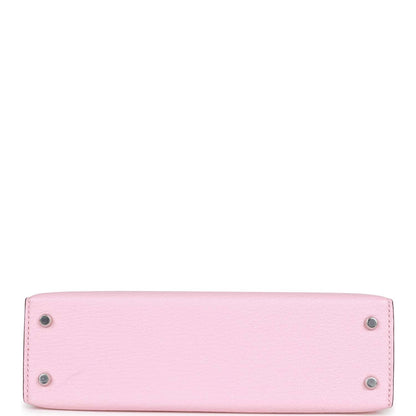 Hermes Kelly 20 Sellier Rose Sakura Chevre Palladium Hardware