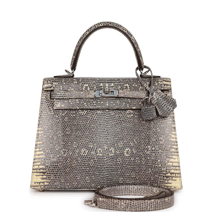 Hermes Kelly 25 Sellier Ombre Veranus Salvator Lizard Palladium Hardware