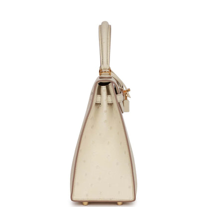 Hermes Kelly 25 Sellier Beton Ostrich Gold Hardware