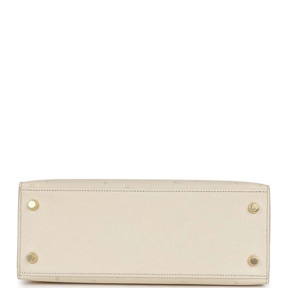 Hermes Kelly 25 Sellier Beton Ostrich Gold Hardware
