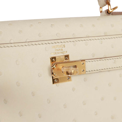 Hermes Kelly 25 Sellier Beton Ostrich Gold Hardware