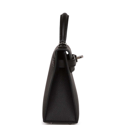 Hermes Kelly 20 Sellier Black Epsom Palladium Hardware