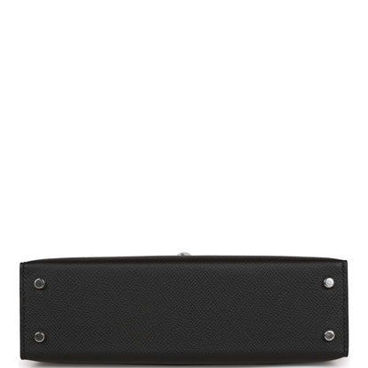 Hermes Kelly 20 Sellier Black Epsom Palladium Hardware