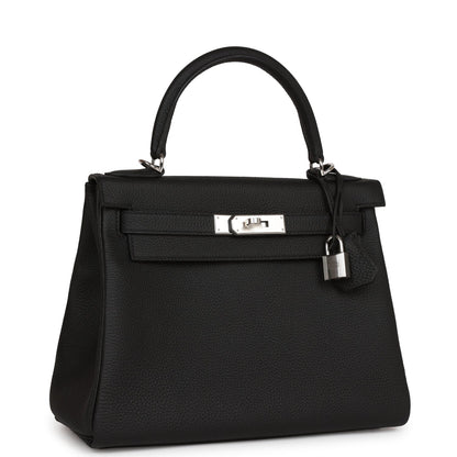 Hermes Kelly 28 Retourne Black Togo Palladium Hardware