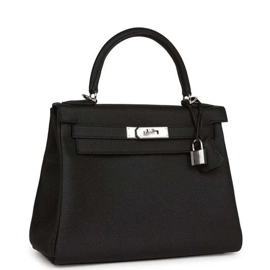 Hermes Kelly 28 Retourne Black Togo Palladium Hardware