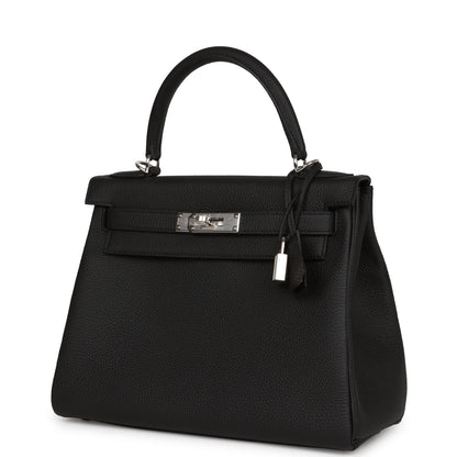 Hermes Kelly 28 Retourne Black Togo Palladium Hardware