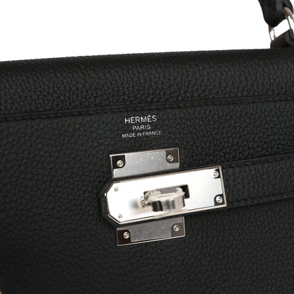 Hermes Kelly 28 Retourne Black Togo Palladium Hardware