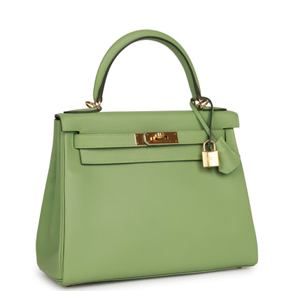 Hermes Kelly 28 Retourne Vert Criquet Evercolor Gold Hardware