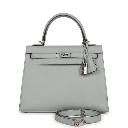 Hermes Kelly 25 Sellier Bleu Glacier Epsom Palladium Hardware