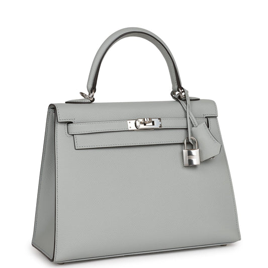Hermes Kelly 25 Sellier Bleu Glacier Epsom Palladium Hardware