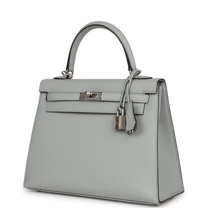 Hermes Kelly 25 Sellier Bleu Glacier Epsom Palladium Hardware