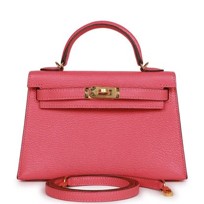 Hermes Kelly 20 Sellier Rose Lipstick Chèvre Gold Hardware