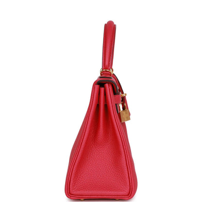 Hermes Kelly 25 Retourne Framboise Togo Gold Hardware