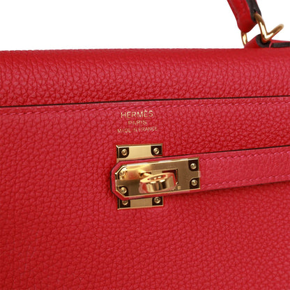 Hermes Kelly 25 Retourne Framboise Togo Gold Hardware