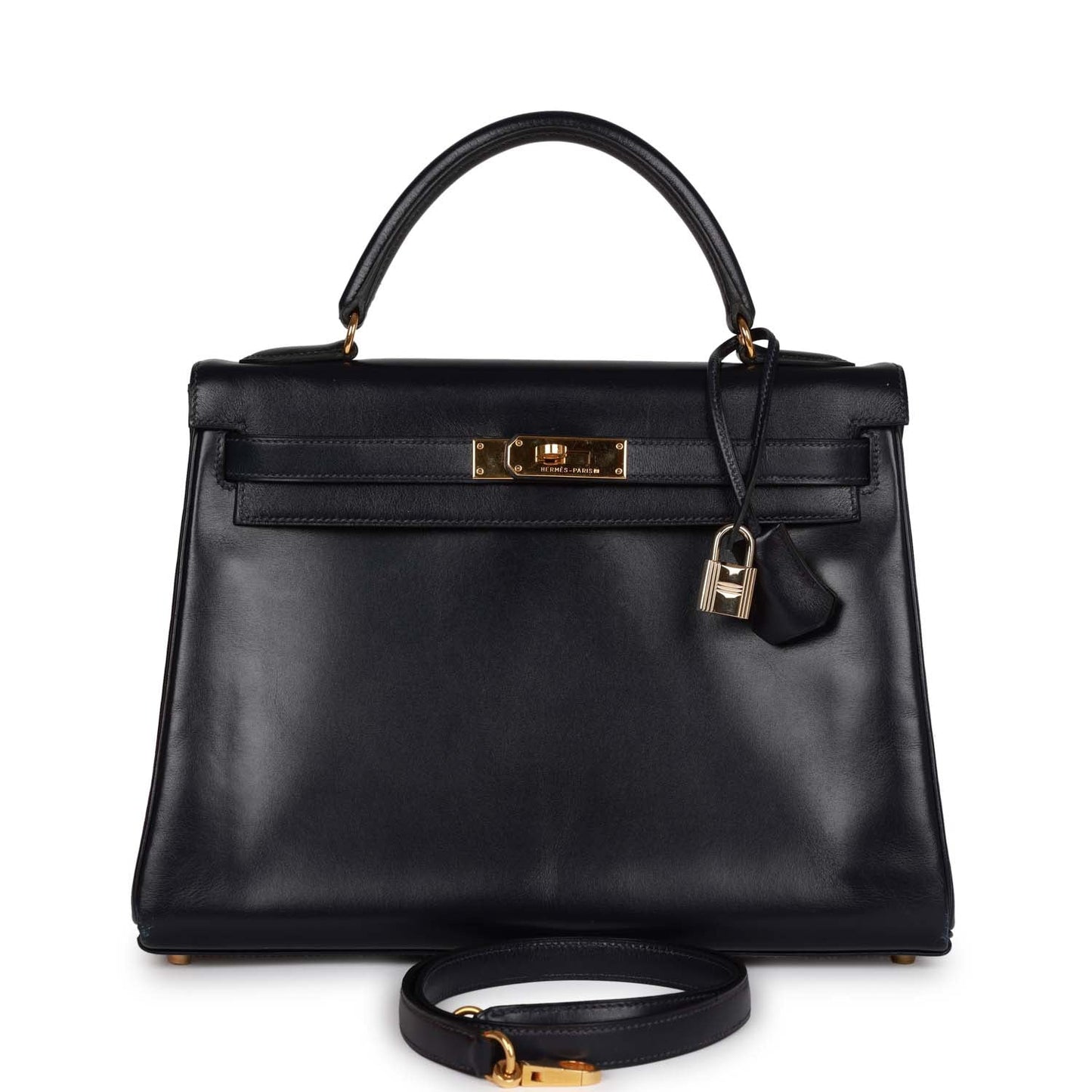 Hermes Kelly 32 Retourne Navy Box Gold Hardware