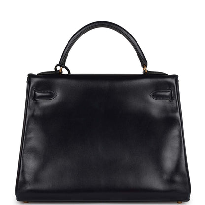 Hermes Kelly 32 Retourne Navy Box Gold Hardware