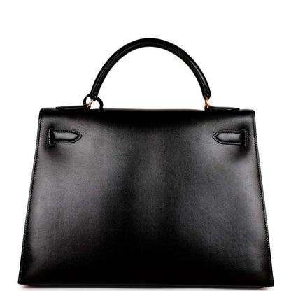 Hermes Kelly 32 Sellier Black Box Gold Hardware