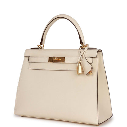 Hermes Kelly 28 Sellier Nata Epsom Gold Hardware