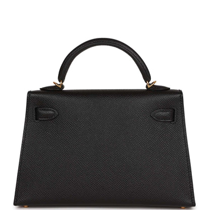 Hermes Kelly 20 Sellier Black Epsom Gold Hardware