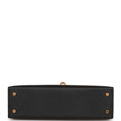 Hermes Kelly 20 Sellier Black Epsom Gold Hardware