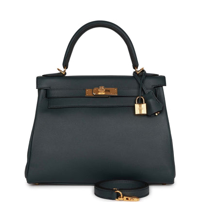Hermes Kelly 28 Retourne Vert Rousseau Evercolor Gold Hardware