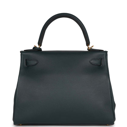 Hermes Kelly 28 Retourne Vert Rousseau Evercolor Gold Hardware