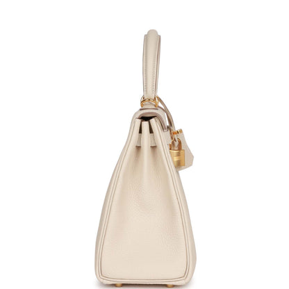 Hermes Kelly 25 Retourne Craie Togo Gold Hardware