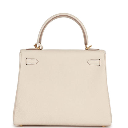 Hermes Kelly 25 Retourne Craie Togo Gold Hardware