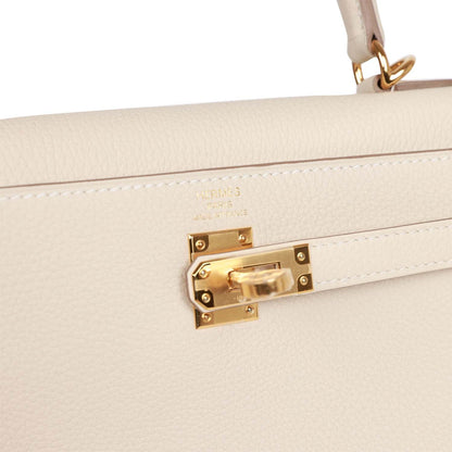 Hermes Kelly 25 Retourne Craie Togo Gold Hardware